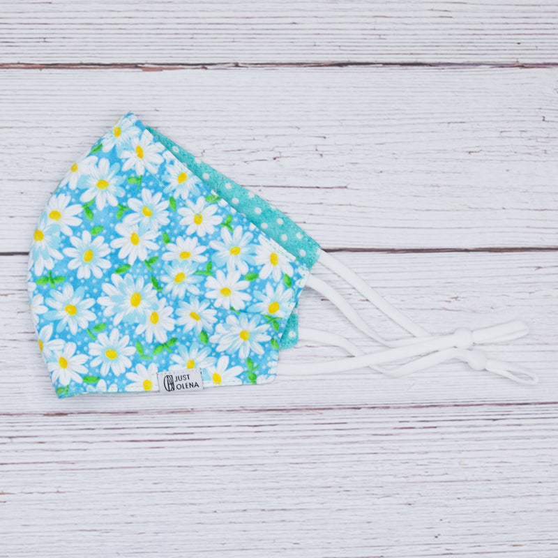Vera with Polka Dotted Turquoise Reversible Mask
