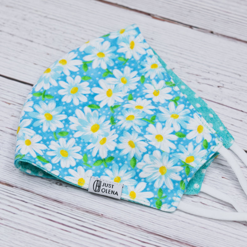 Vera with Polka Dotted Turquoise Reversible Mask