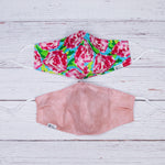 Rose with Pink Tye-Die Reversible Mask