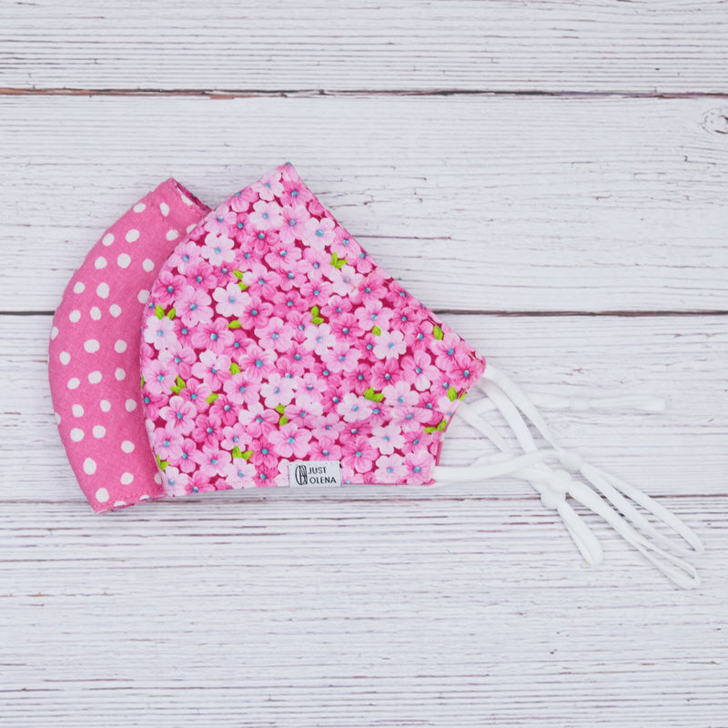 Dahlia with Polka Dotted Pink Reversible Mask