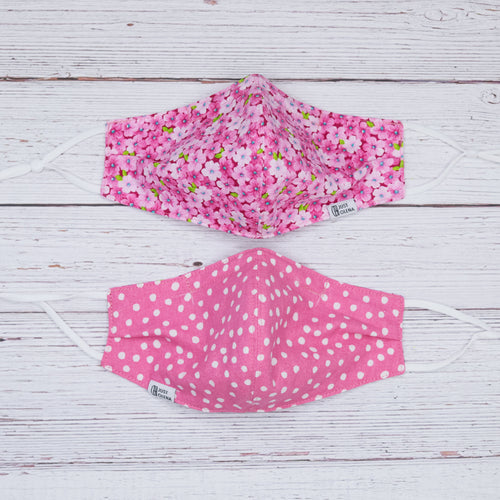 Dahlia with Polka Dotted Pink Reversible Mask