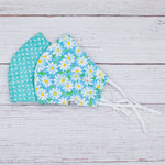 Vera with Polka Dotted Turquoise Reversible Mask
