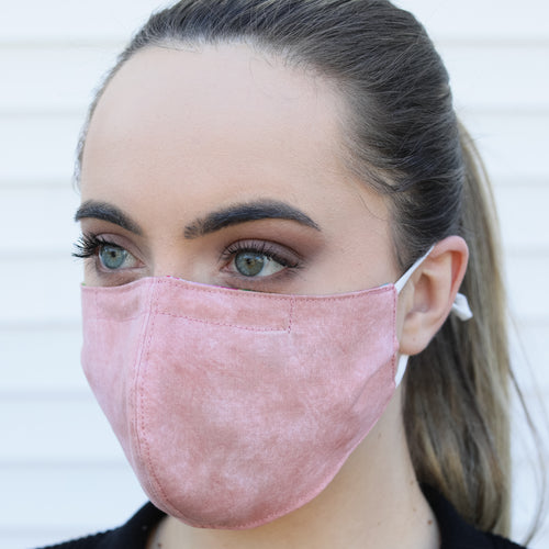 Rose with Pink Tye-Die Reversible Mask